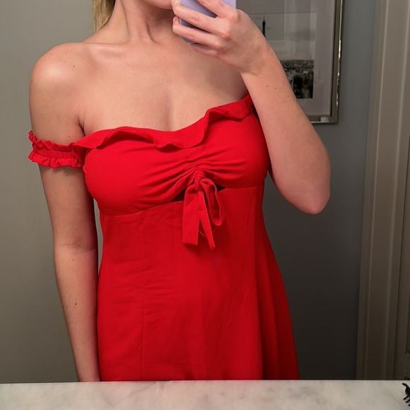 NWT Urban Outfitters Red Babydoll Dress Size L - Picture 9 of 15
